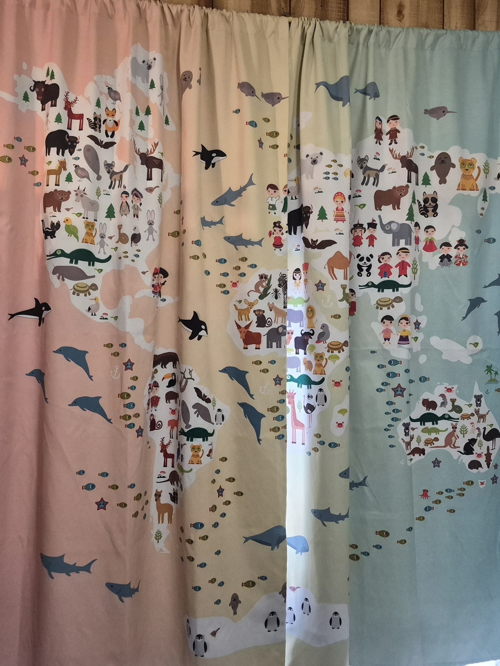 World Animal Map Curtains